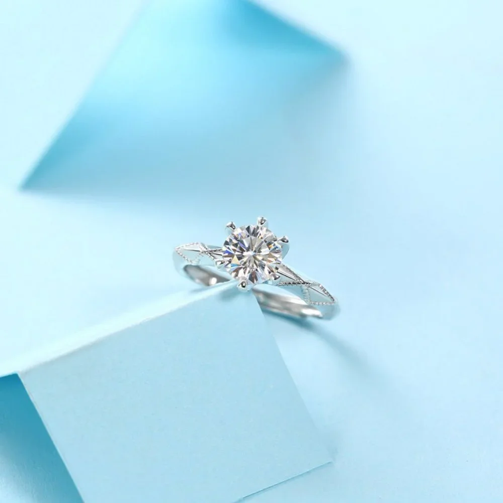 Certified 3ct. t.w. Diamond Moissanite Brilliant Cut Engagement Ring NEW - Picture 4 of 9
